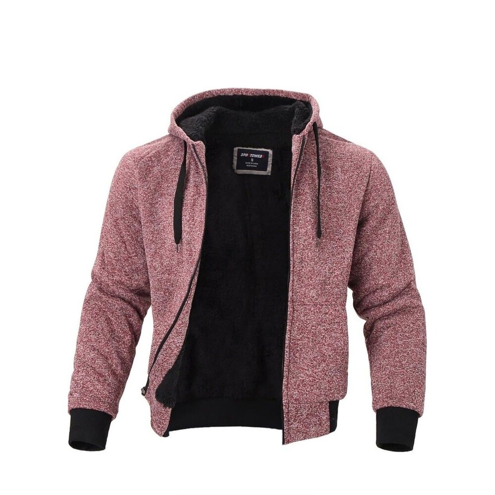 NWT Sportswear Men's Red Full Zip Sherpa Lined Long Sleeve Hoodie  - Size 2XL